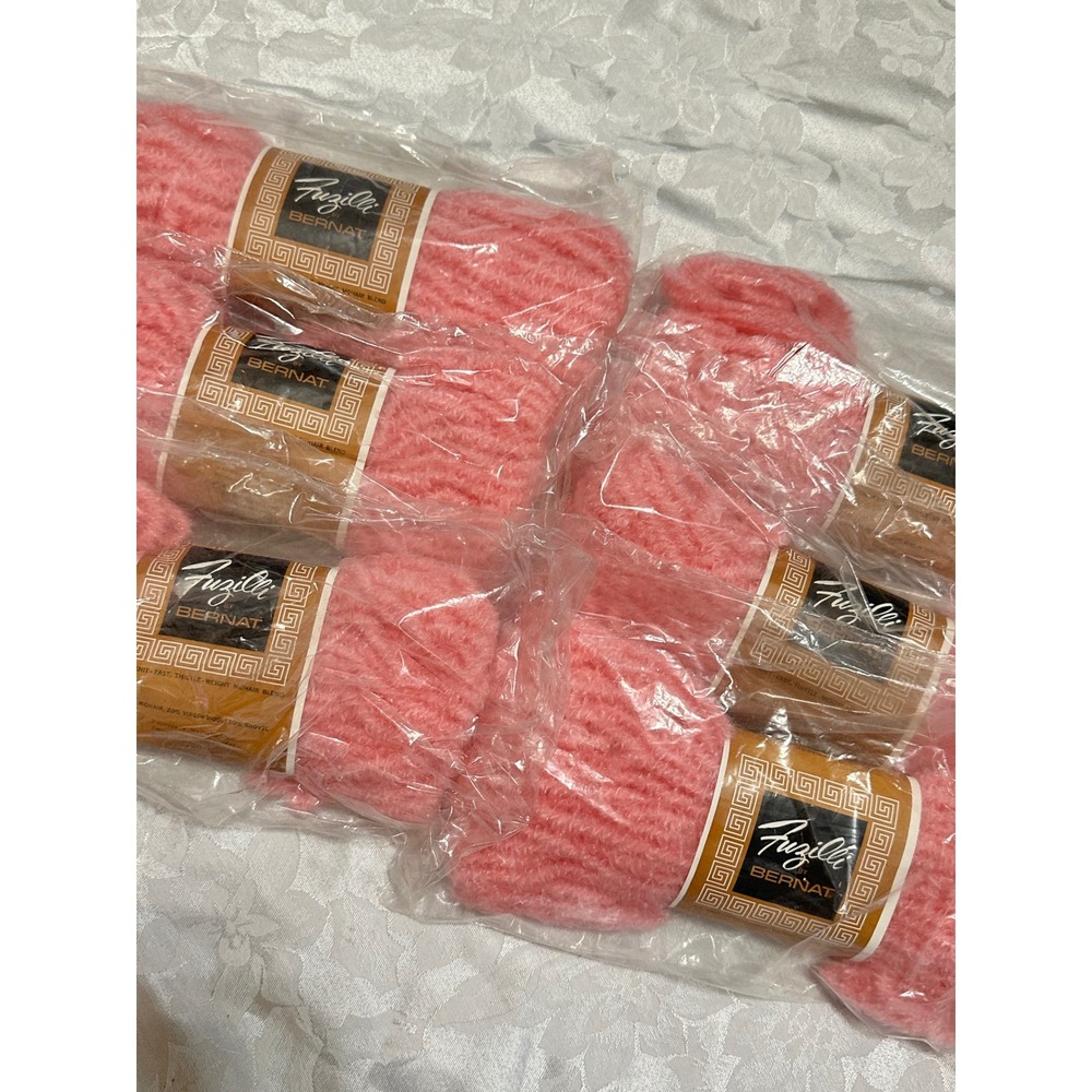 Bernat Fuzilli Mohair Blend Yarn Peach Blossom NEW 6 Skeins Thistle Vintage Wool